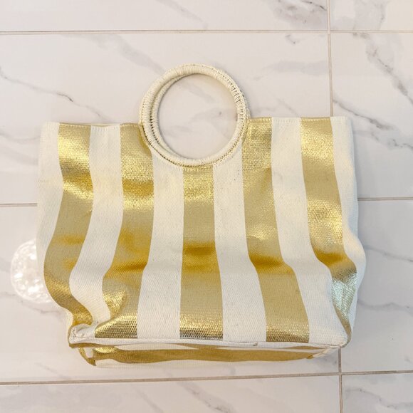 Shiraleah Chicago Mirage Tote - GOLD & WHITE Stripe - Picture 6 of 13